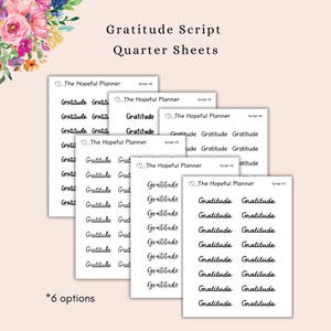 Gratitude Script Stickers - Planner Sticker Sheet