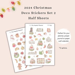 Lot de 2 autocollants décoratifs de Noël 2024 - Jolies feuilles d'autocollants de Noël pour agendas et journaux