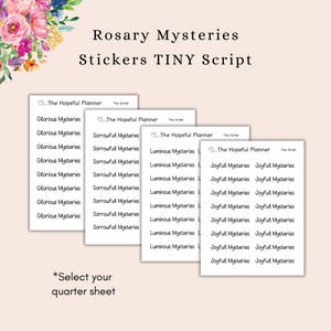 Pegatinas para el Rosario Católico - Set de Misterios (Escritura PEQUEÑA)