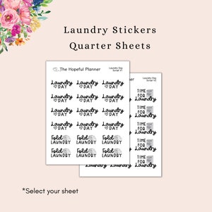 Laundry Day Planner Stickers - Cute Laundry Reminder Sticker Sheets
