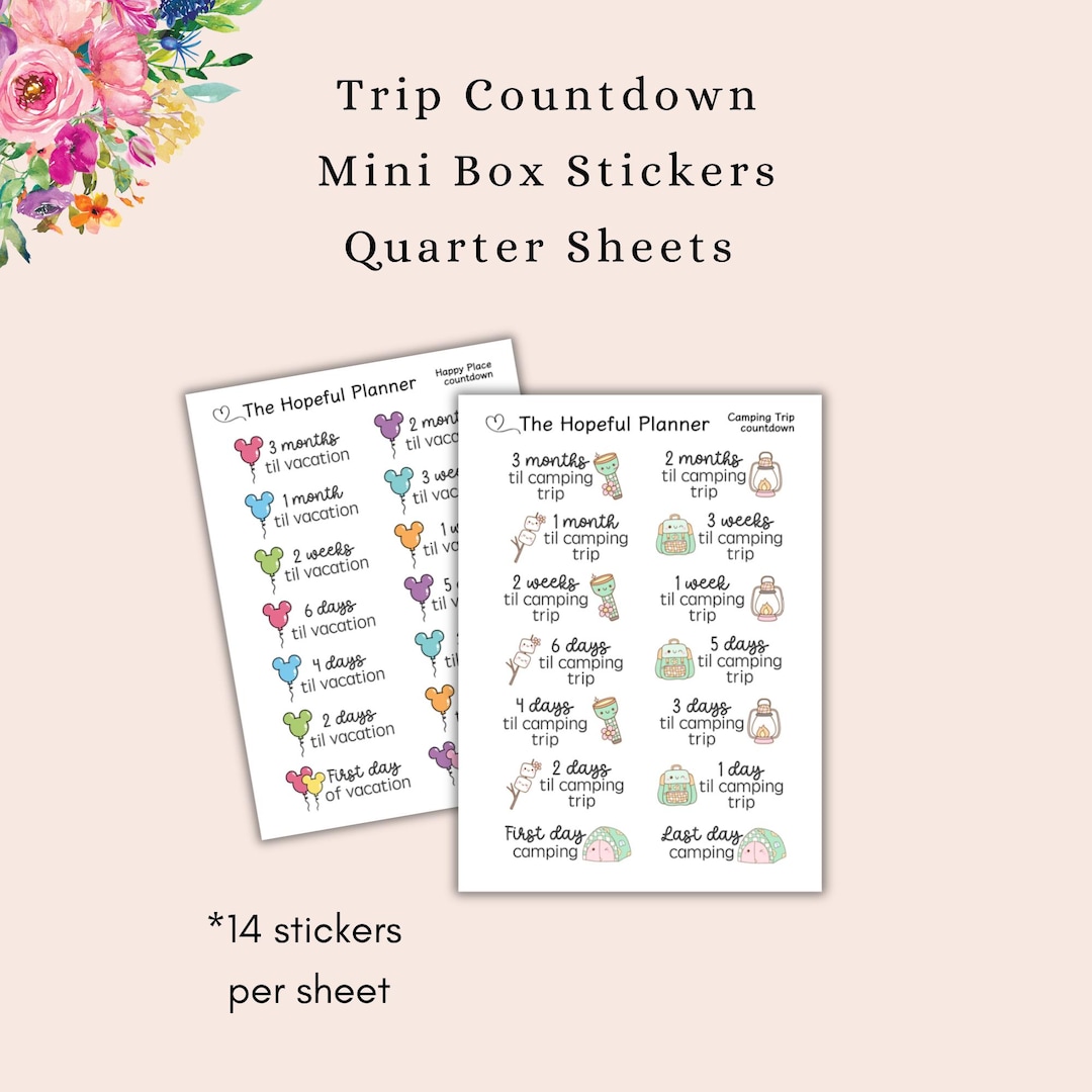 Trip Countdown Stickers: Camping & Vacation Planner Stickers - Etsy