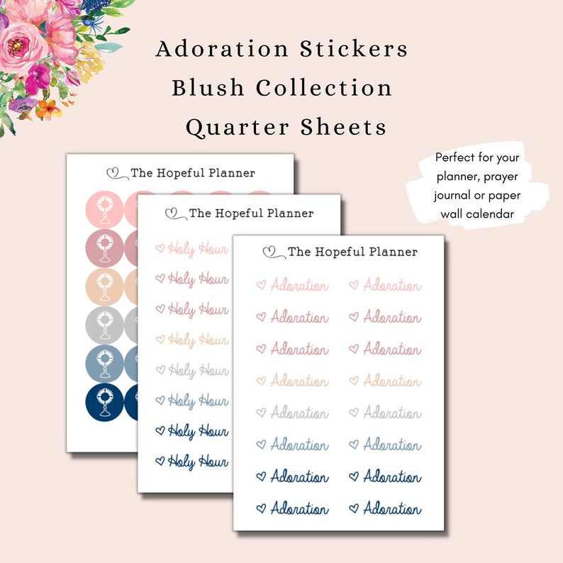 Adoration Sticker Sheets - Blush Collection - Catholic Devotion Sticker ...