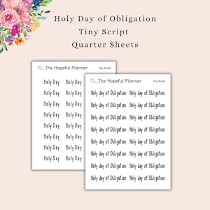 Tiny Script - Holy day of Obligation Stickers - Liturgical Planning - Catholic Planner Sticker Sheet