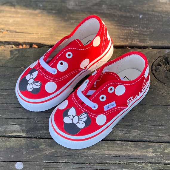 Red Minnie Mouse Kids Vans | Etsy