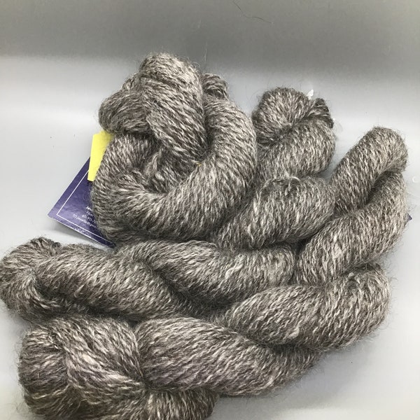 Grey Mohair 2-ply hand-spun yarn