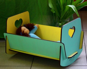Baby pop cradle / Doll bed / Doll meubilair / Houten speelgoed / Speelgoed meubels / Pretend spelen / Waldorf speelgoed / Montessori speelgoed / Cadeau voor kinderen