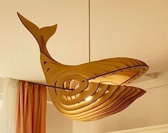 Do It Yourself WHALE Pendant Light. DIY Kit Ceiling Chandelier / Wall Light Sconce. Whale Self Assembly Kit Nursery Night Lamp Birthday Gift