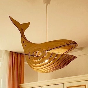 Do It Yourself WHALE Pendant Light. DIY Kit Ceiling Chandelier / Wall Light Sconce. Whale Self Assembly Kit Nursery Night Lamp Birthday Gift image 1