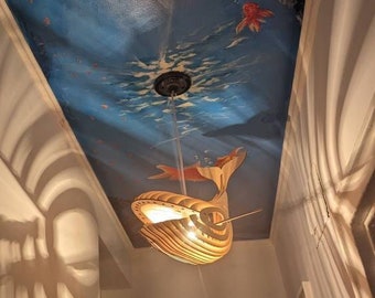 Lámpara de madera de ballena - Decoración de la casa de playa, kit de montaje de bricolaje, atmósfera marítima, luz nocturna de mesa, aplique de pared, regalo de inauguración de la casa