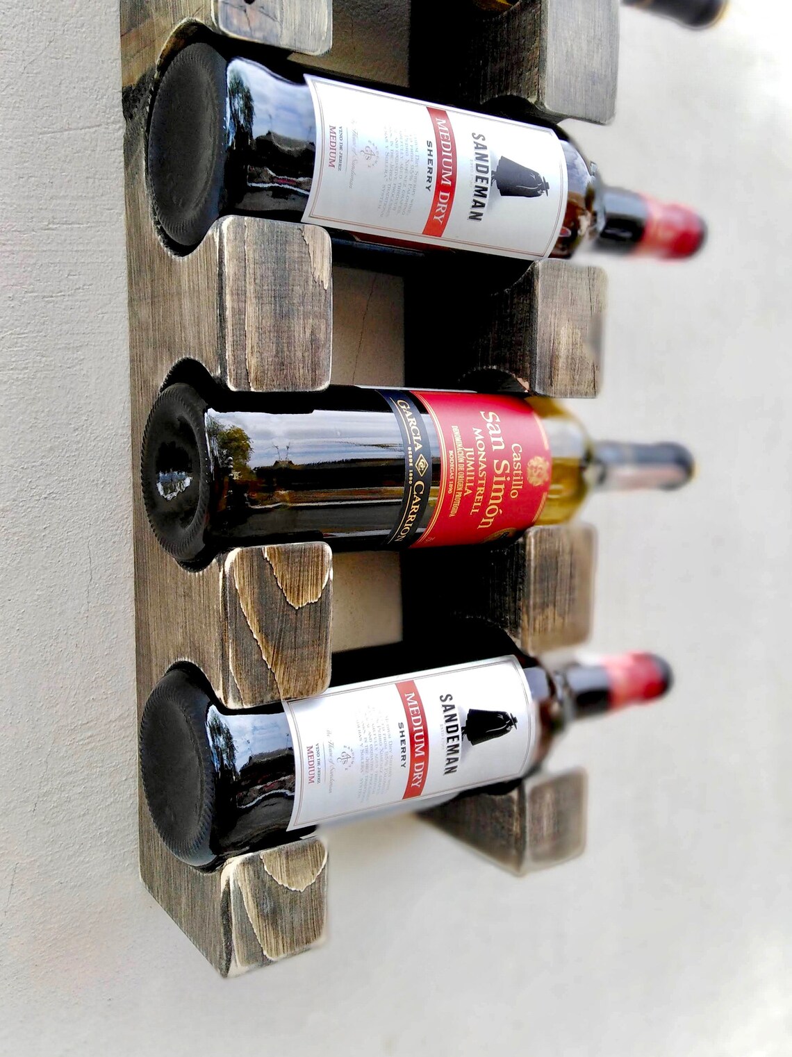 Solid Wood Hanging Wine Rack for 5 Bottles / Wall Mounted Etsy