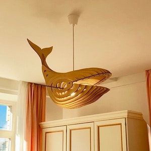 WAL Deckenleuchter. Handgefertigtes Nachtlicht fürs Kinderzimmer. Pendelleuchte aus Holz. Beleuchtung fürs Kinderzimmer. Hängelampe. Geschenk aus Holz. DIY-Kit Ceiling Lamp 29,5 Zoll