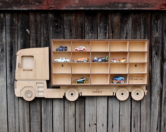 Truck Shelf - scale model cars stand, Hot Wheels storage, Toy Cars garage, Toy Box, collectible cars display, scale model trucks, boys toys.