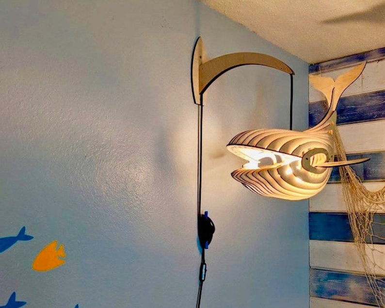 Do It Yourself WHALE Pendant Light. DIY Kit Ceiling Chandelier / Wall Light Sconce. Whale Self Assembly Kit Nursery Night Lamp Birthday Gift image 6