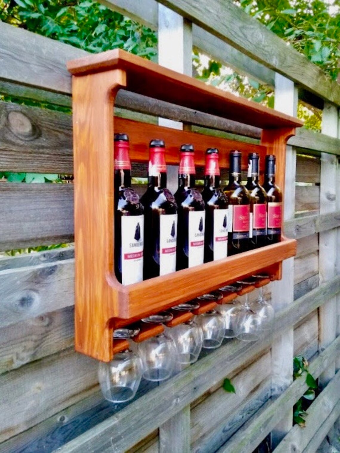 Wooden Bottles Holder Mini Bar / Wine Shelf With Glass Holder Etsy
