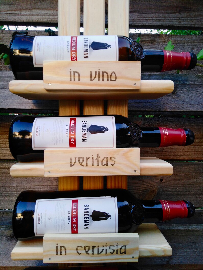Natural Wood Hanging Wine Rack for Bottles / Wall Mounted Etsy