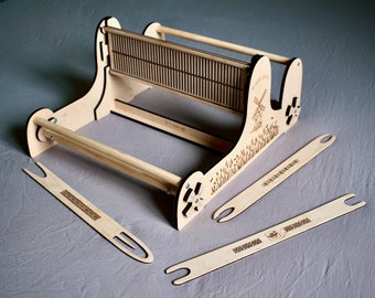 Rigid Heddle Table Loom. Personalized Gift Weaving Kit. Beginner Loom. Art of Hand Weaving. Band / Tape / Tapestry loom. Children's loom