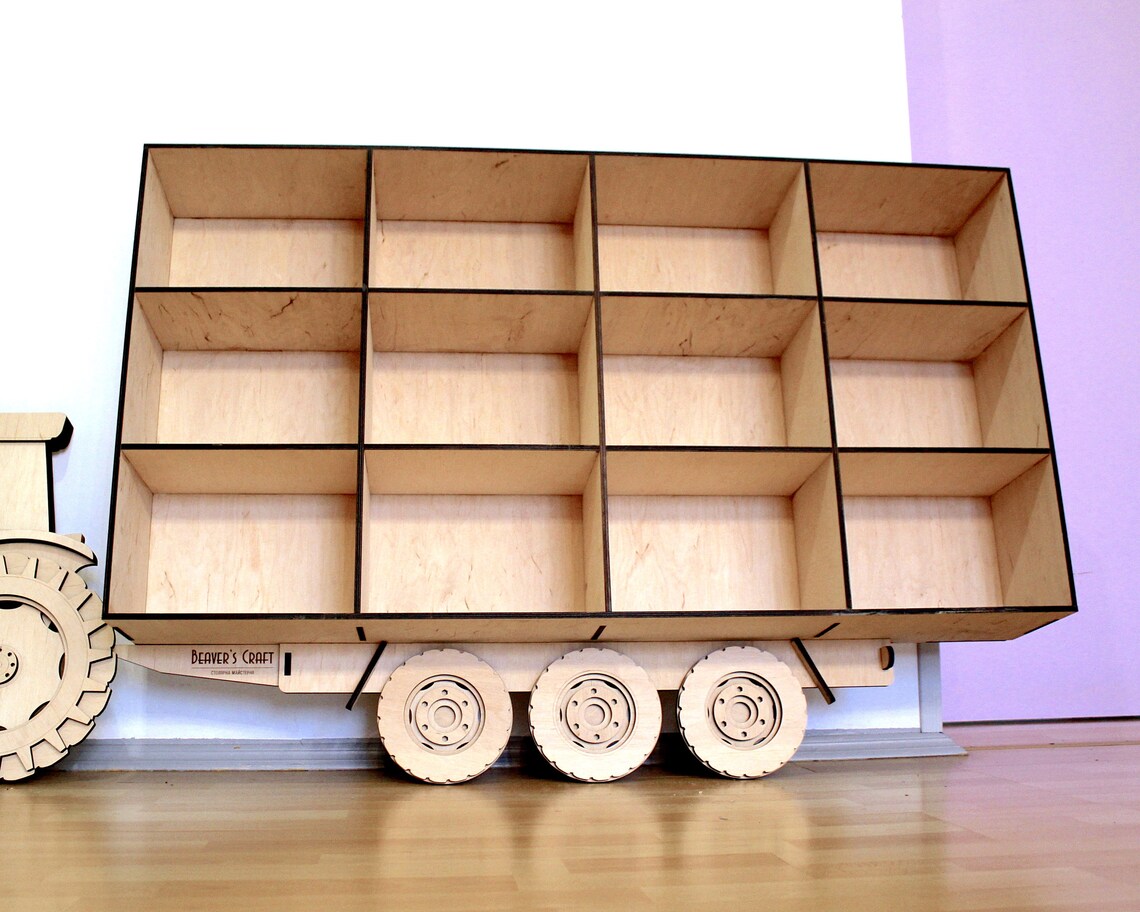 Huge kid's wall shelf Tractor for toys and books. Plywood Etsy