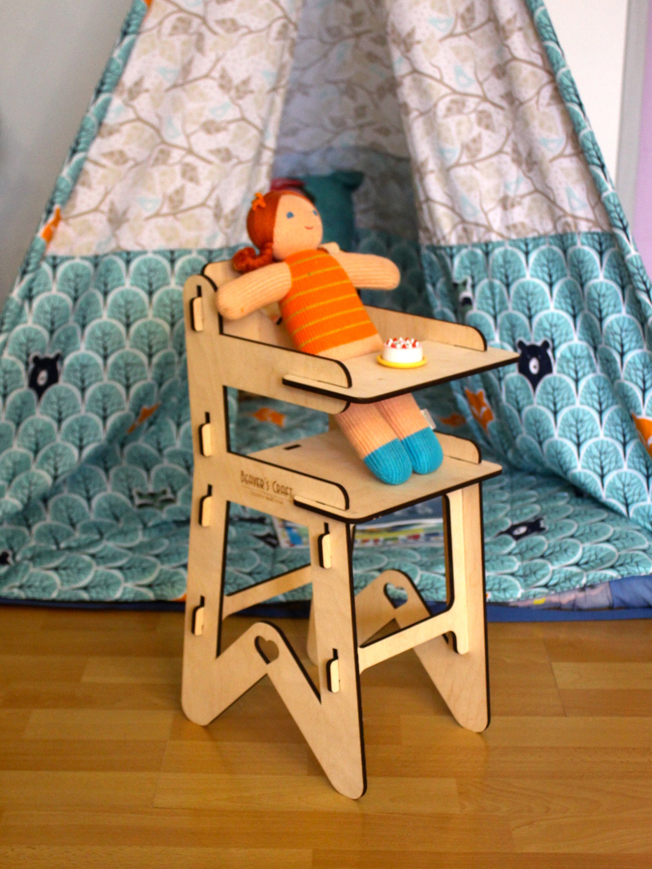 High doll chair / Feeding chair / Doll furniture / Wooden toys Etsy