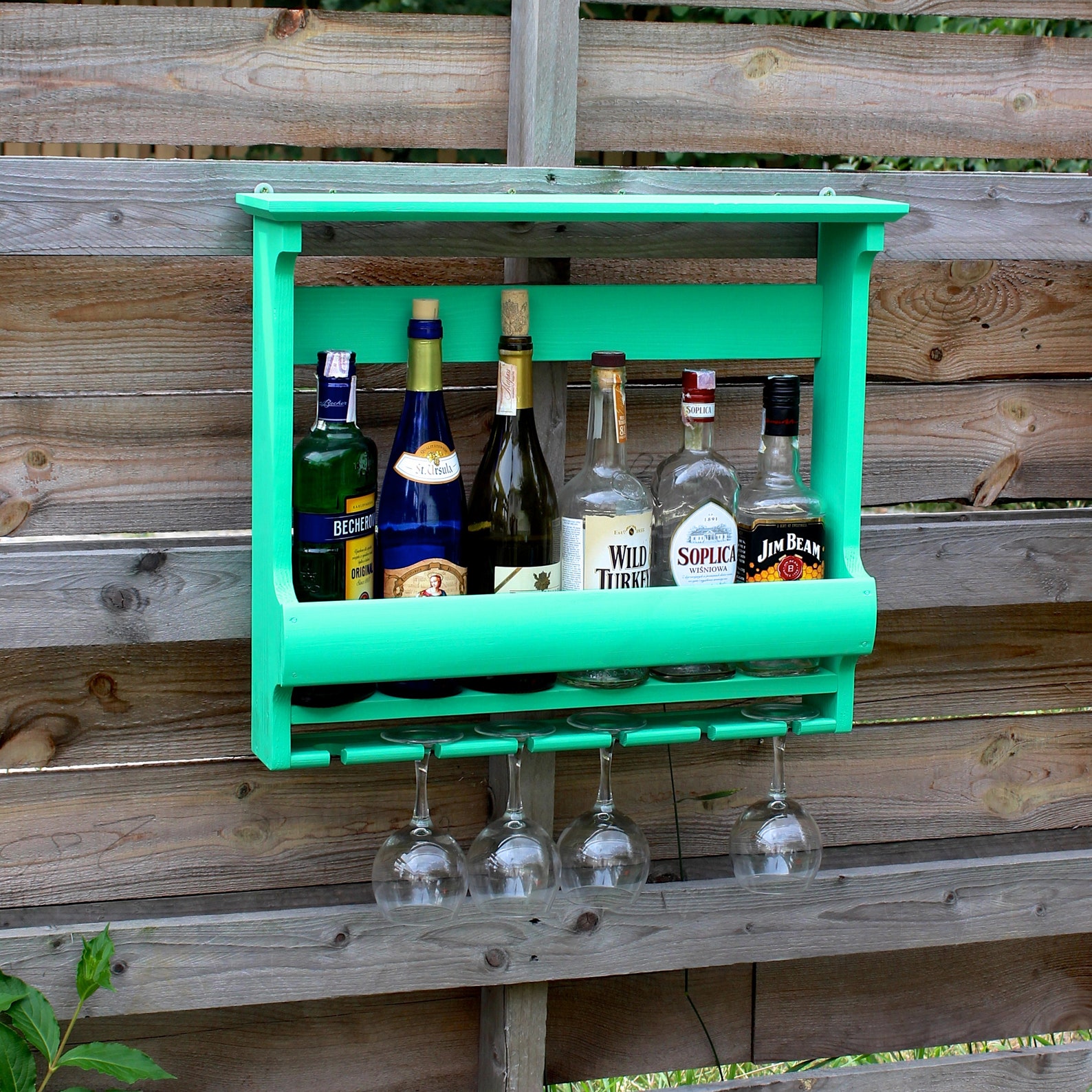 Wooden Bottles Holder Mini Bar / Wine Shelf With Glass Holder Etsy