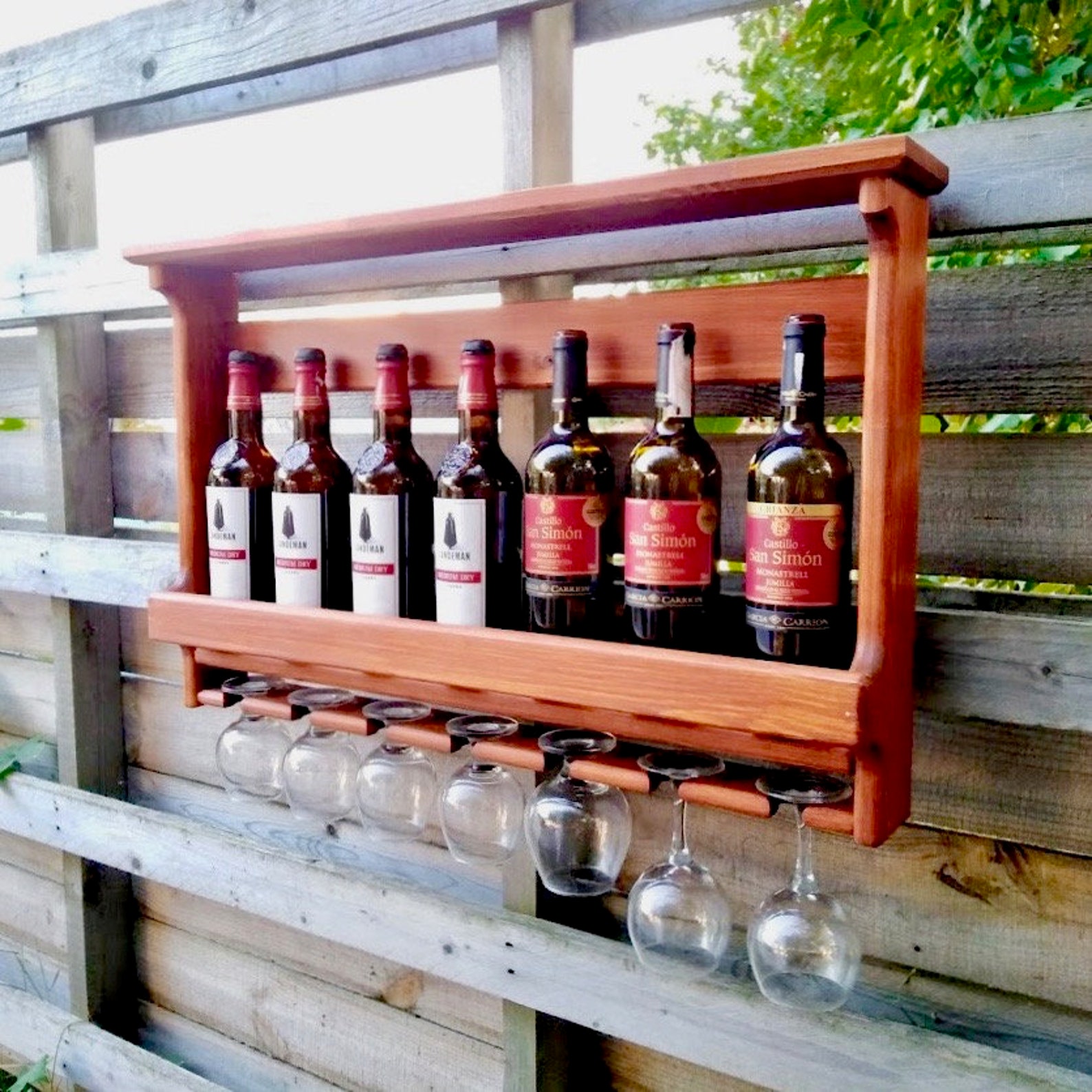 Wooden Bottles Holder Mini Bar / Wine Shelf With Glass Holder Etsy