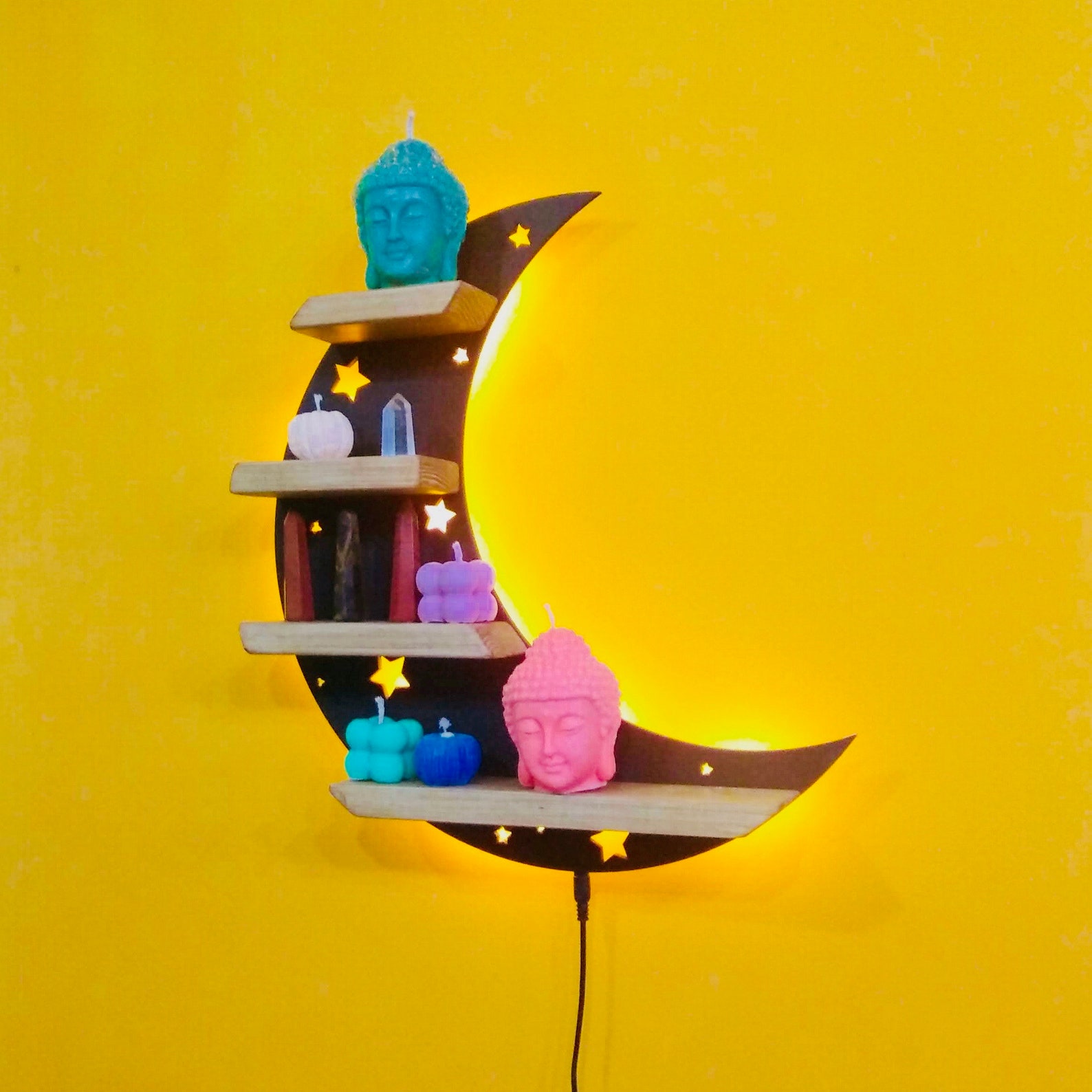 Crescent Moon Shelf for Crystals. Witch Shelf. Crystal Etsy