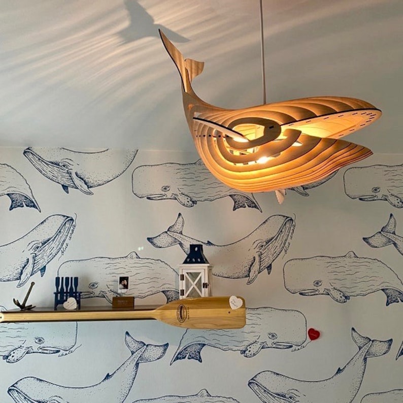 Do It Yourself WHALE Pendant Light. DIY Kit Ceiling Chandelier / Wall Light Sconce. Whale Self Assembly Kit Nursery Night Lamp Birthday Gift image 3