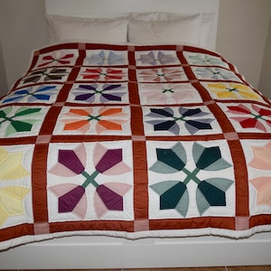 Vintage Cotton Handmade Tulip quilt