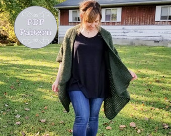 Fairy Fun Cardigan Häkelanleitung, asymmetrisch, Pullover, pdf, digitaler Download, leichte Strickjacke