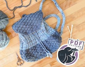 Knit Backpack Pattern: Marble & Bricks Design (PDF Pattern)