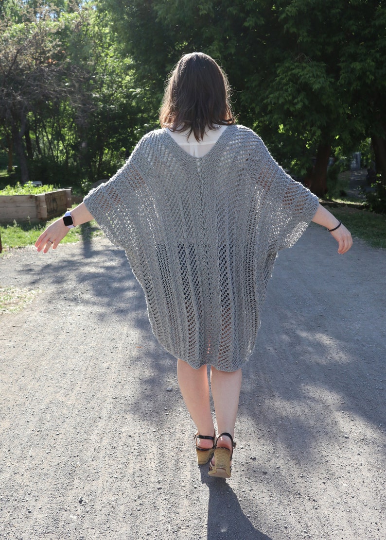 Walkiria Kimono Knitting Pattern, Lace Cardigan, oversized, Poncho, Bathing suit cover, digital download, pdf, knit, summer, spring image 10