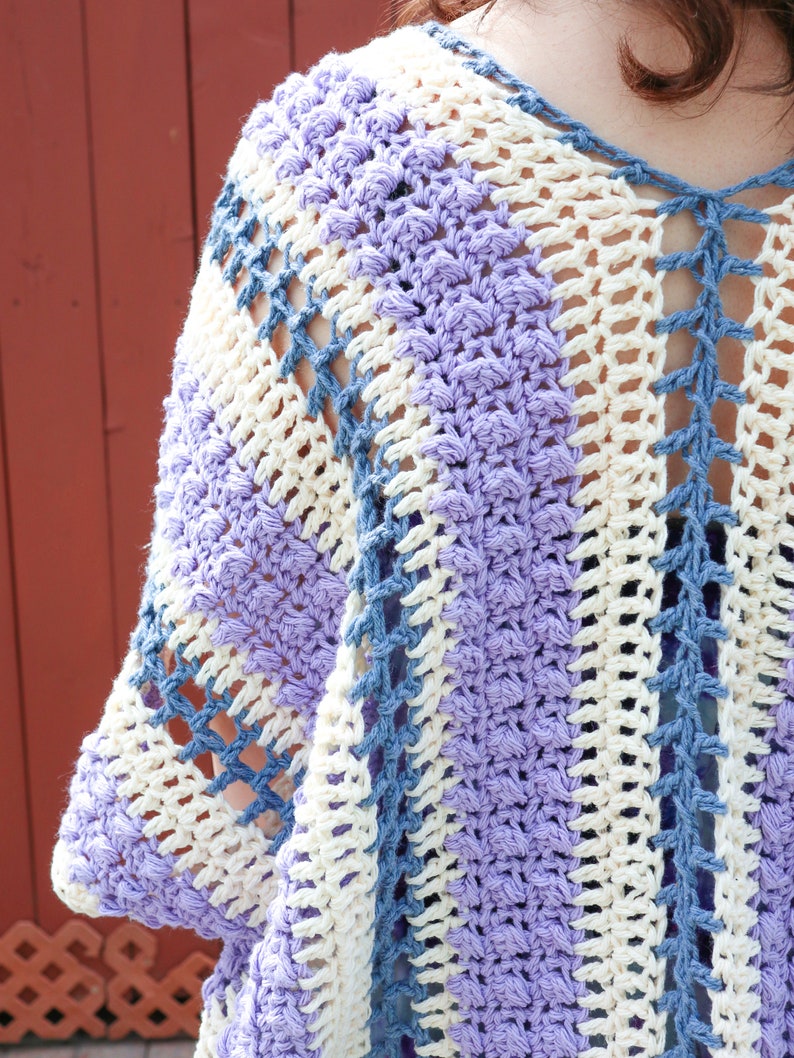 Wisteria Drops Kimono Crochet pattern, summer cardigan, poncho, bathing suit coverup, pdf, digital download image 4