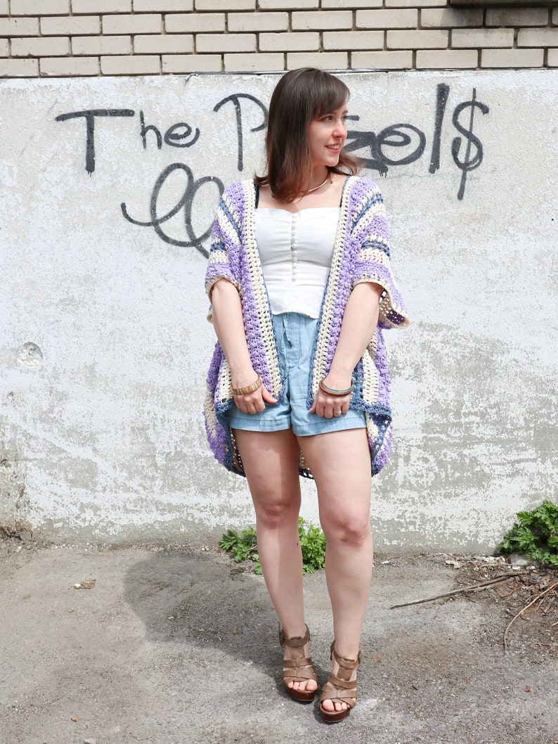 Wisteria Drops Kimono Crochet pattern, summer cardigan, poncho, bathing suit coverup, pdf, digital download image 8