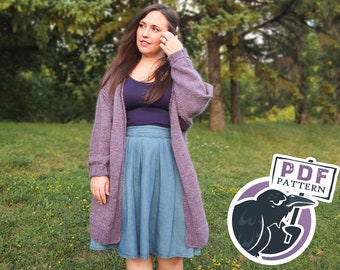 Oversized Cardigan Knitting Pattern: Drop Shoulder, Size Inclusive (PDF Pattern)