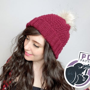 Lizzy Hat Knit Pattern, knitting, beanie, toque, slouchy hat, pdf, digital download, winter hat, handmade