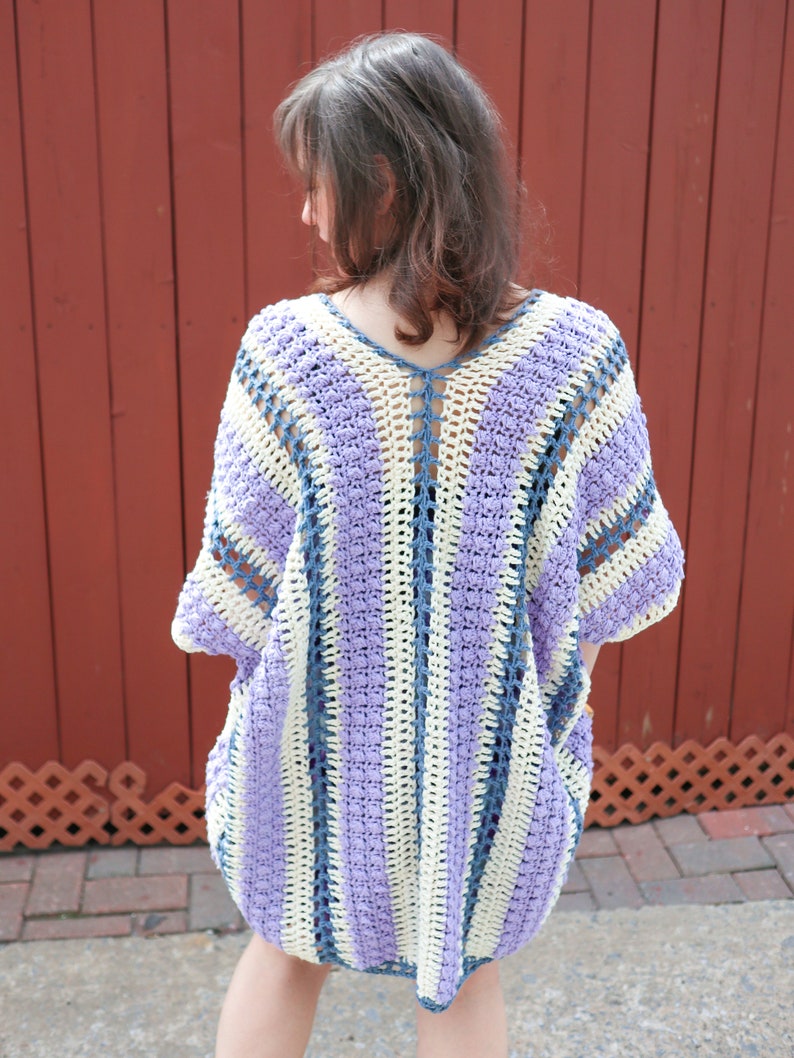 Wisteria Drops Kimono Crochet pattern, summer cardigan, poncho, bathing suit coverup, pdf, digital download image 2