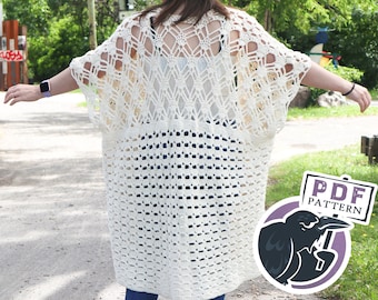 Shells Diamonds Kimono Crochet Pattern: Summer Lace Cardigan