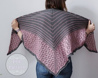 The Tempest's Lull Shawl knitting pattern - Knit Shawl, lace Shawl, knitting, scarf, wrap, merino wool, silk, pattern, pdf, digital download