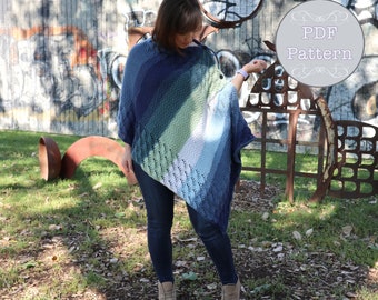 Warm Waves Poncho Wrap Knitting Pattern, Shawl, Scarf, lace, knit, how to, pdf pattern, digital download