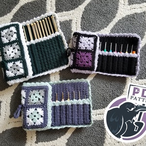 Granny Square Crochet Hook Case Pattern: Knitting Needle & Makeup Brush Holder (PDF Pattern)