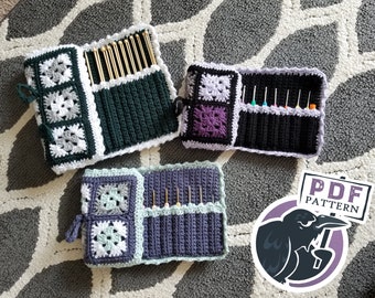 Around the Square Case crochet pattern, crochet hooks case, makeup brush case, knitting needle case, pdf file, digital download,