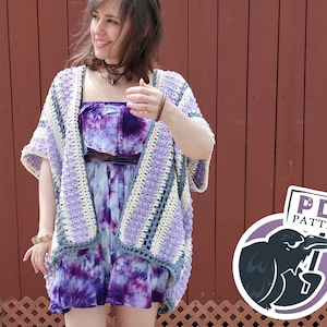Wisteria Drops Kimono Häkelanleitung, Sommerjacke, Poncho, Badeanzug-Verkleidung, pdf, digitaler Download