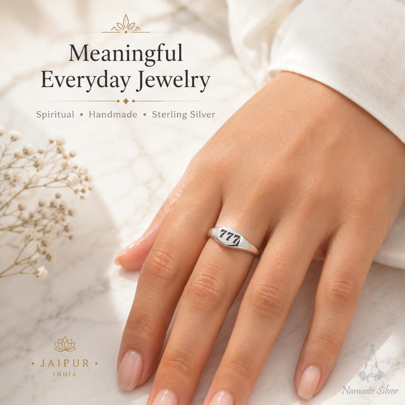 Angel Numbers Ring Sterling Silver Custom Engraved Spiritual Jewelry