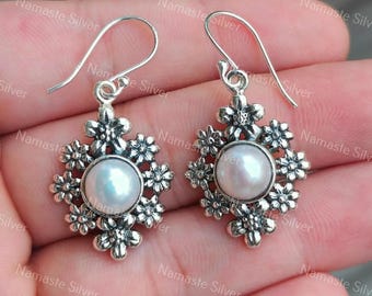 Orecchini a forma di fiore in argento sterling vittoriano