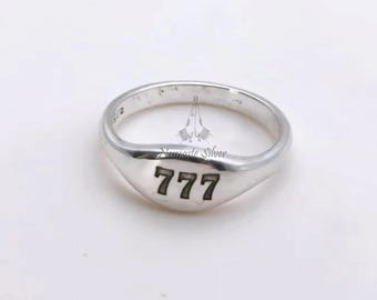 Anillo de plata de ley con número angelical, joyería espiritual grabada a medida