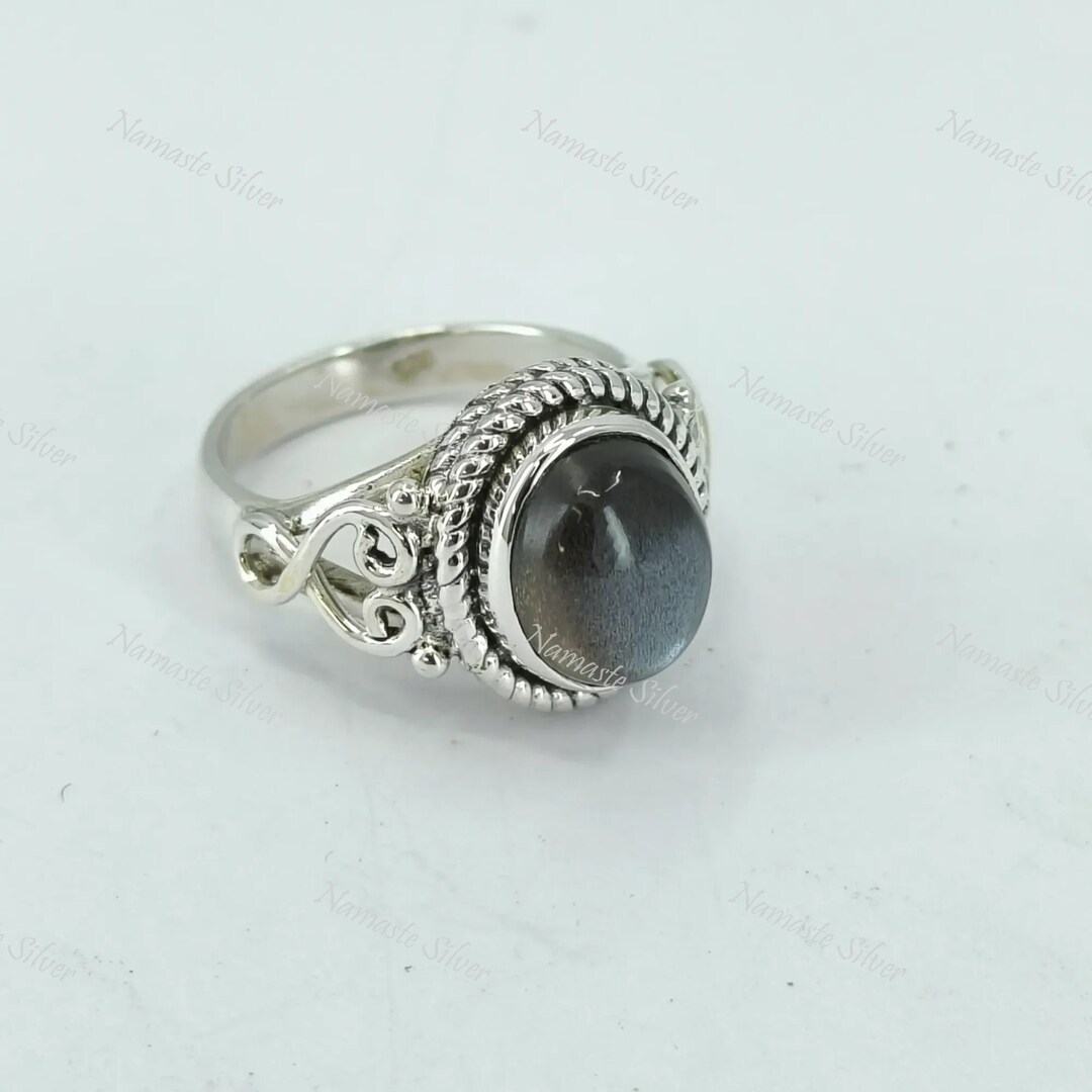 Gold Sheen Obsidian Ring, 925 Sterling Silver Statement Promise Ring