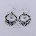 Pearl Chandbali Earrings: 925 Sterling Silver Handmade Crescent Design Jewelry