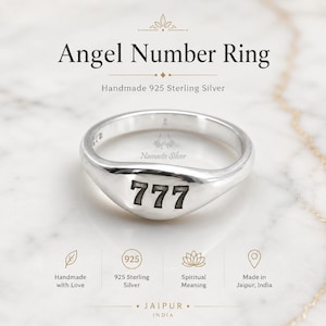 Angel Numbers Ring Sterling Silver Custom Engraved Spiritual Jewelry
