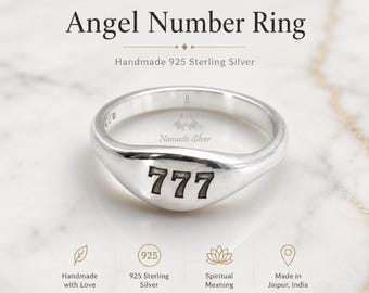 Angel number ring 925 sterling silver, custom engraved numerology jewelry