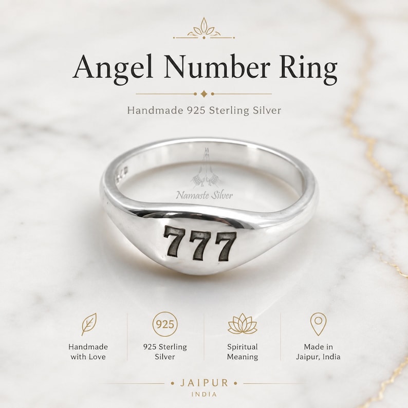 Angel Numbers Ring Sterling Silver Custom Engraved Spiritual Jewelry