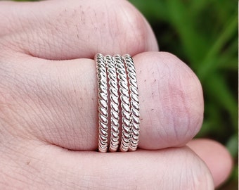 ☆nff☆ twist rope ringsilver 64 Twisted Wire Ring, 925 Sterling Silver Twisted Wire Rope